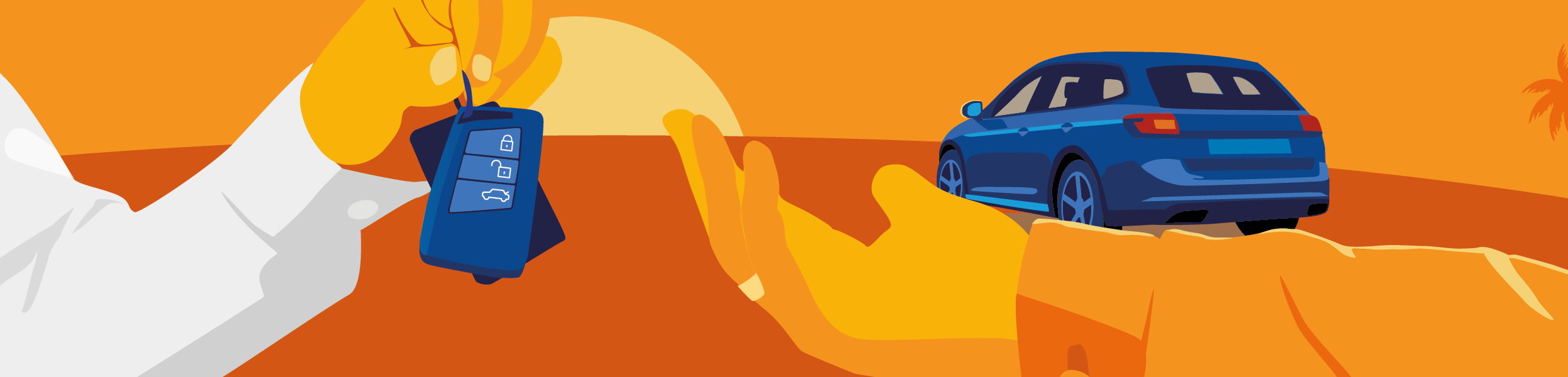 Rental car waiting at destination airport